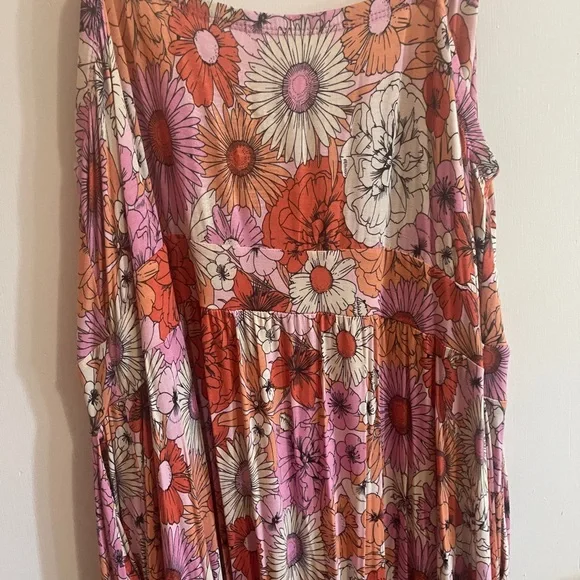 torrid Pink, Orange and White Floral Maxi Dress-Skirt - Picture 5 of 5